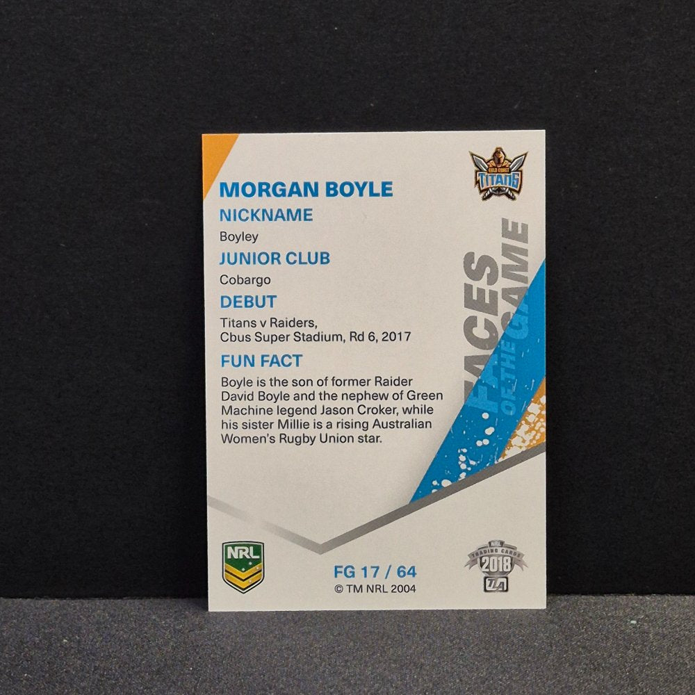 2018 NRL Traders - Faces of the Game - FG17 - Morgan Boyle