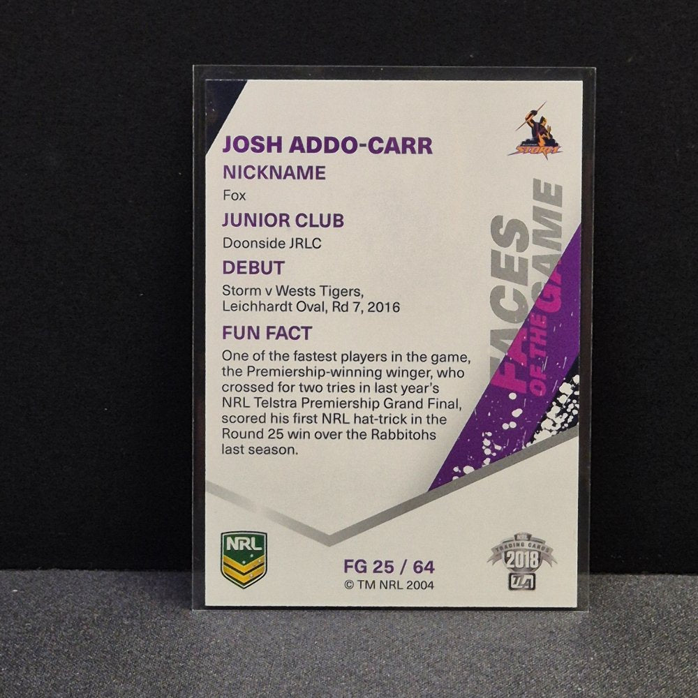 2018 NRL Traders - Faces of the Game - FG25- Josh Addo-Carr
