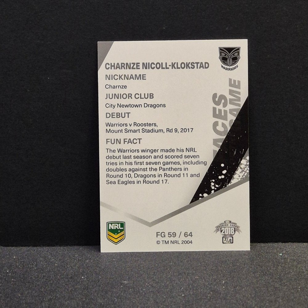 2018 NRL Traders - Faces of the Game - FG59 - Charnze Nicoll-Klokstad