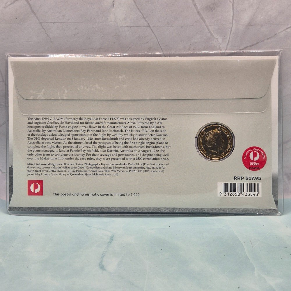 2019 $1 Airco DH9 G-EAQM with Envelope Privy Mark PNC
