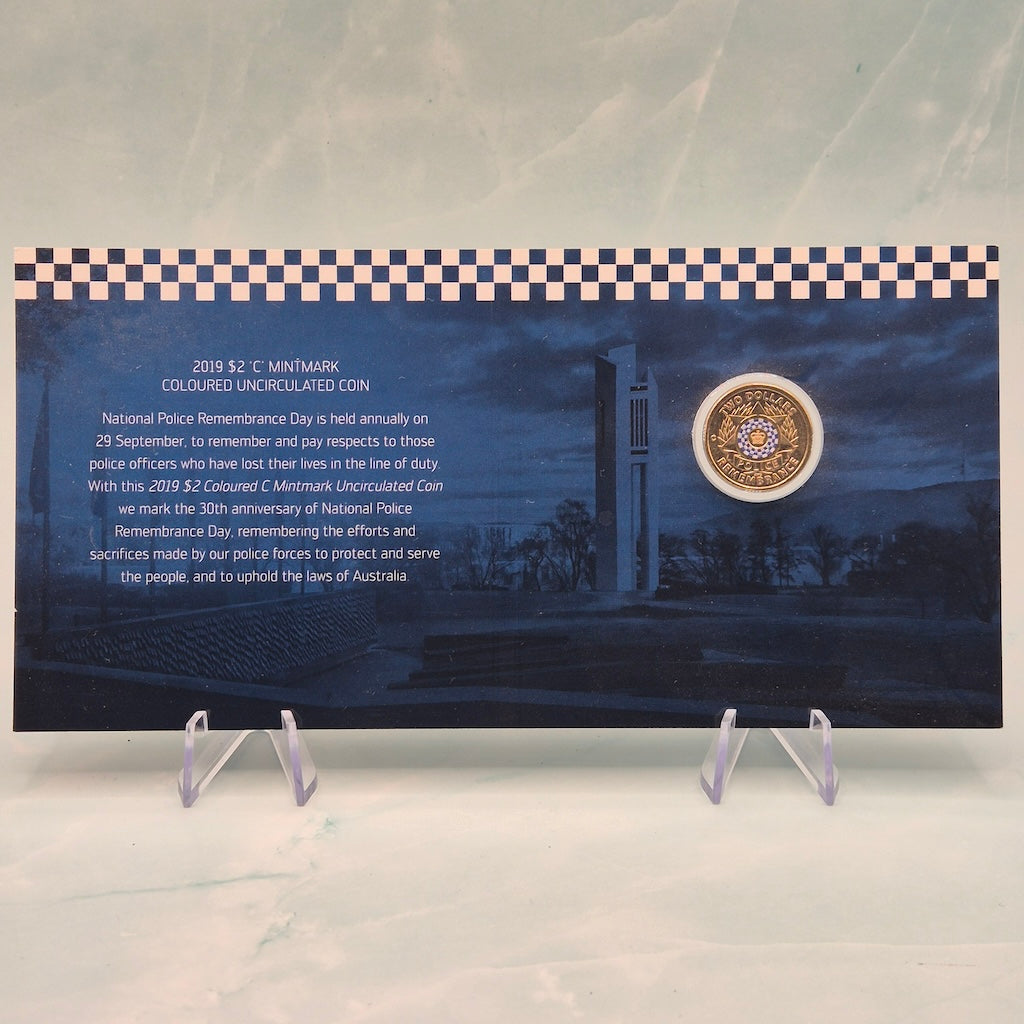 2019 $2 'C' Mintmark Police Remembrance carded coin inner