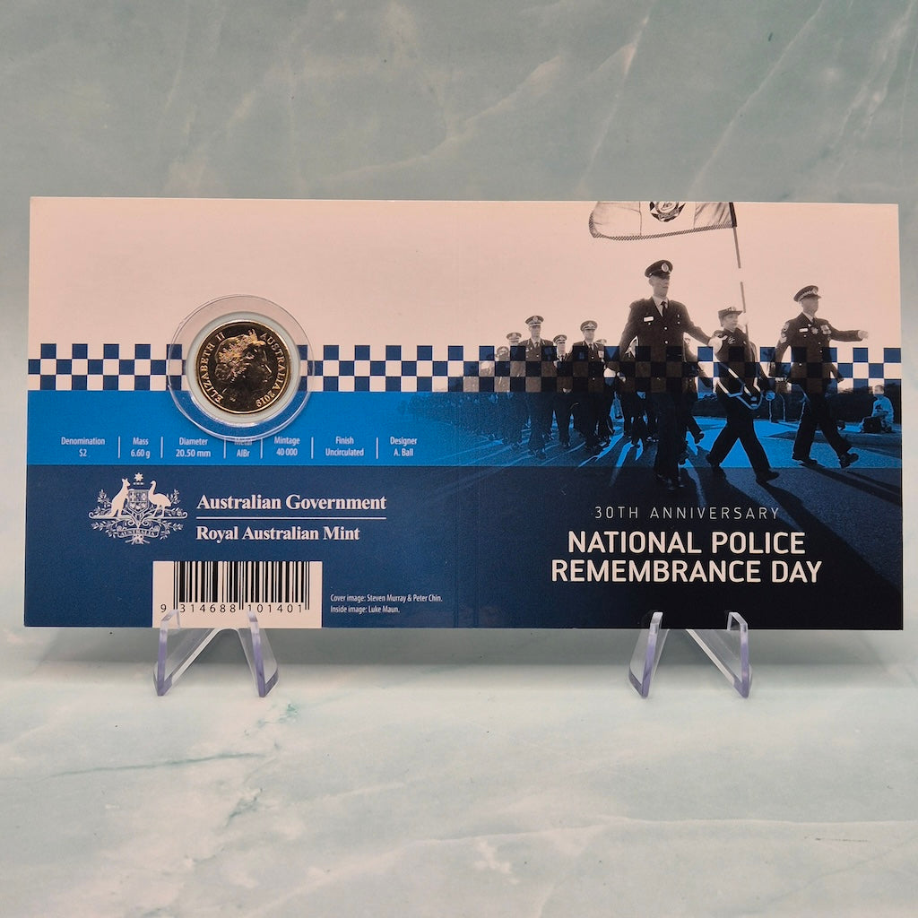 2019 $2 'C' Mintmark Police Remembrance carded coin outer