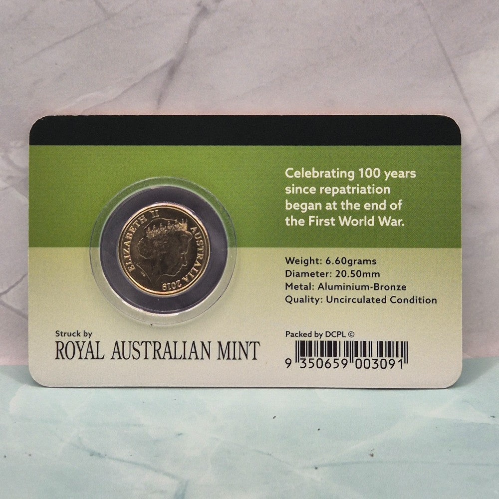 2019 $2 Repatriation Centenary Downies Collectables Card back