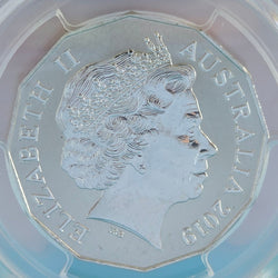 2019 50C Indigenous Languages Frosted Uncirculated coin close up obverse