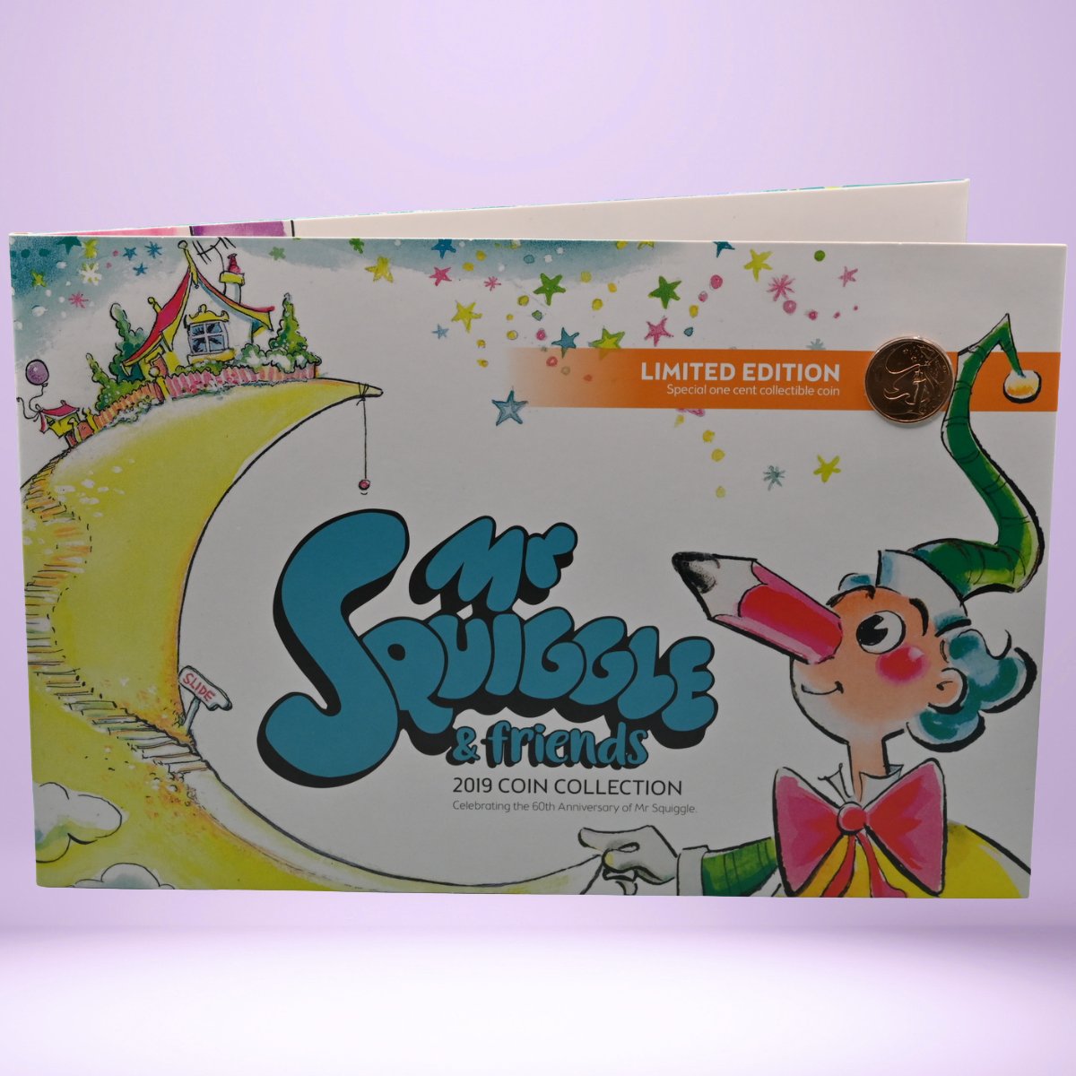 2019 Mr Squiggle & Friends Seven Coin Collection Limited Edition Folder with exclusive one cent reverse shown