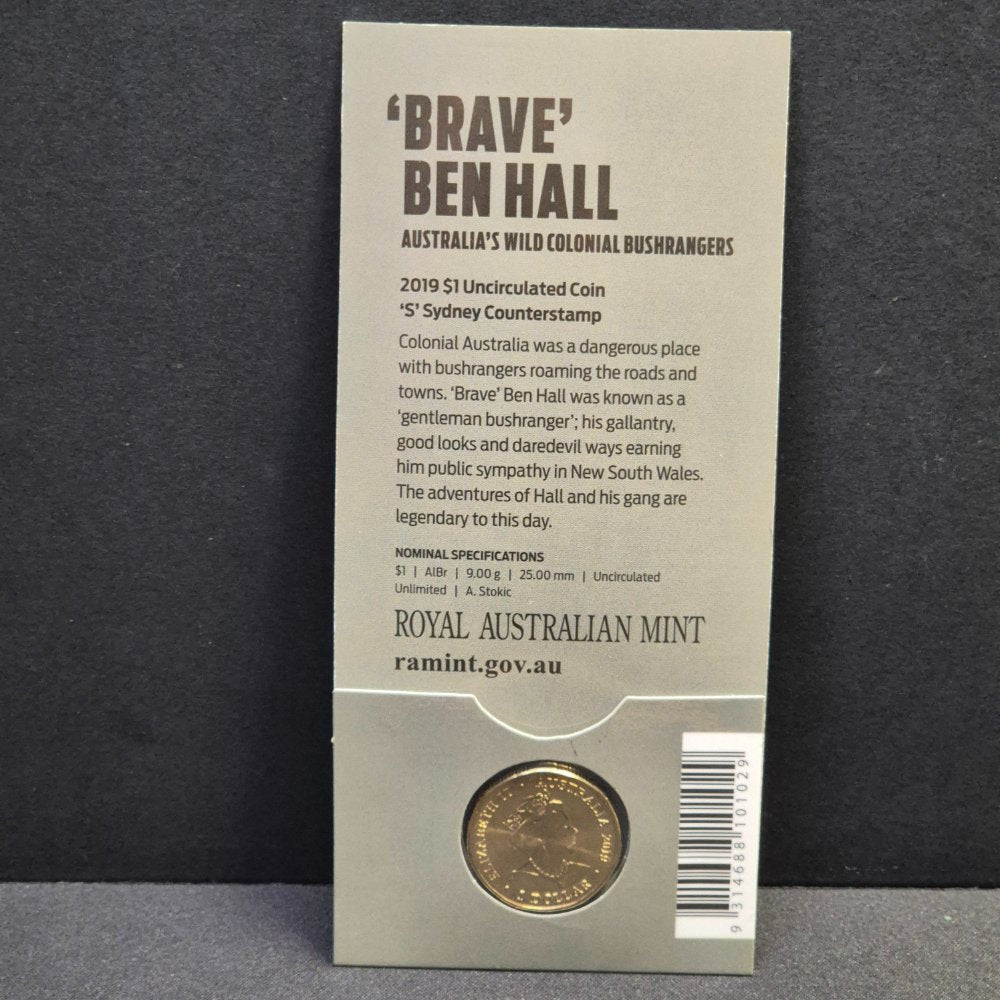 2019 $1 The Bold, The Bad and the Ugly - Ben 'Brave' Hall 'S' Counterstamp Carded Coin
