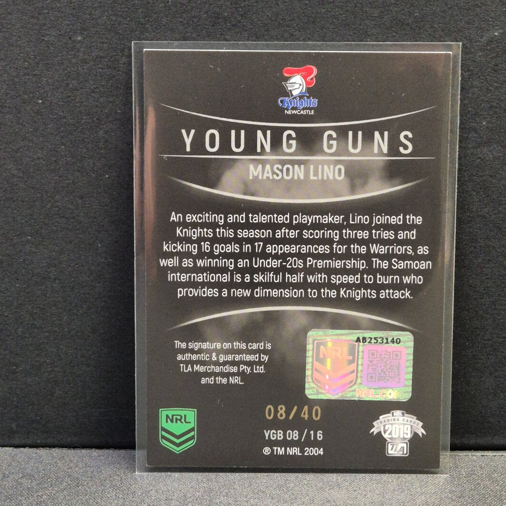 2019 NRL Traders Elite - Young Guns Signature Black - YGB08 - Mason Lino