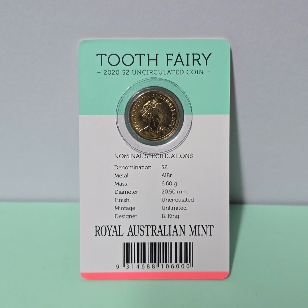 2020 $2 Tooth Fairy Carded Uncirculated Coin card back