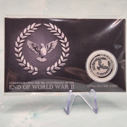2020 Perth Mint 1/10oz 75th Anniversary of the End of World War II Silver carded coin front of card
