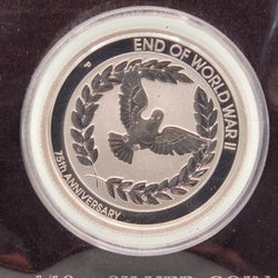 2020 Perth Mint 1/10oz 75th Anniversary of the End of World War II Silver carded coin reverse of coin