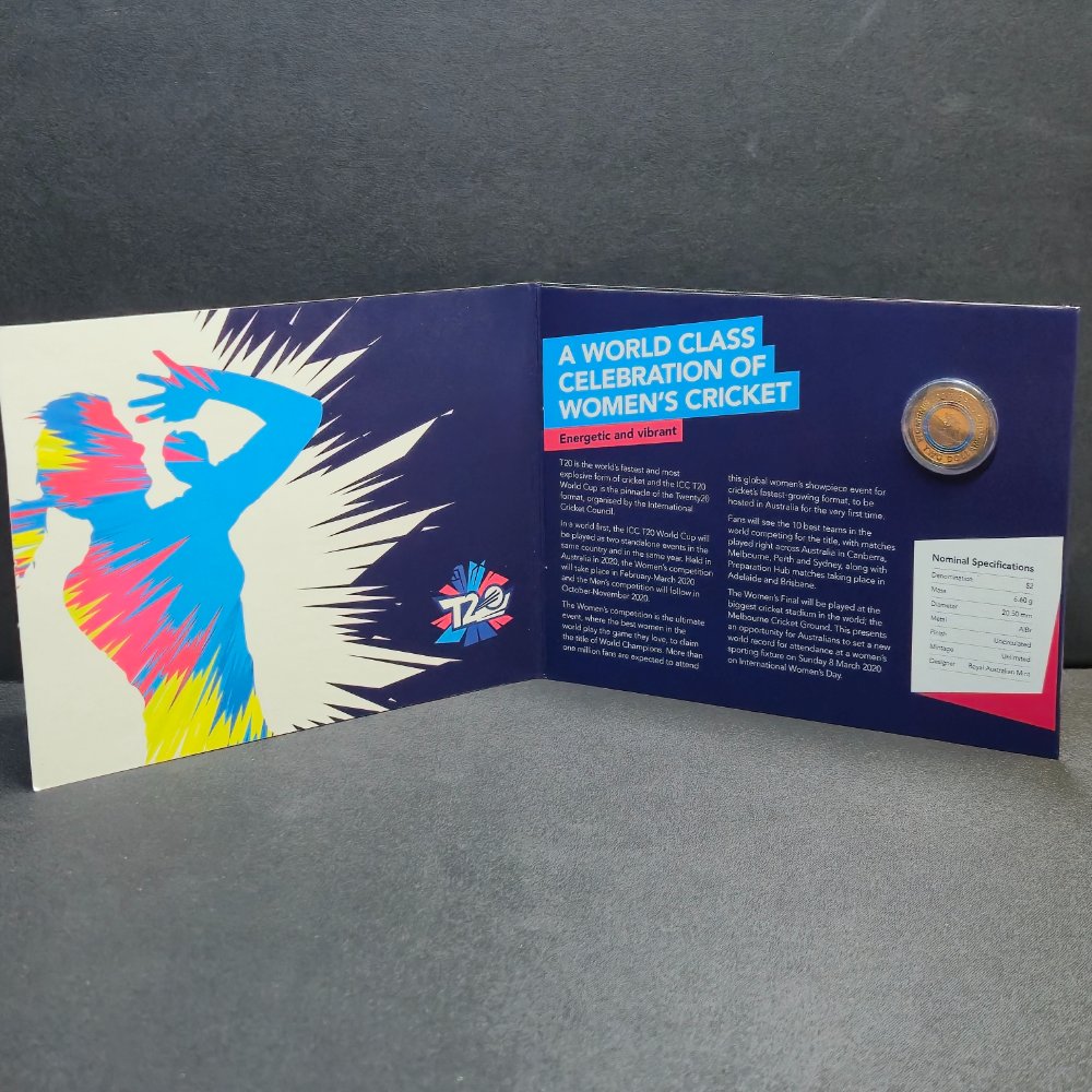 2020 $2 ICC Women’s T20 World Cup Coloured Uncirculated Coin Folder