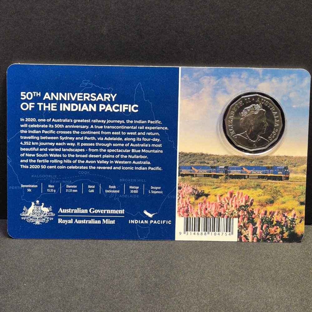 2020 50c Indian Pacific Uncirculated Carded Coin