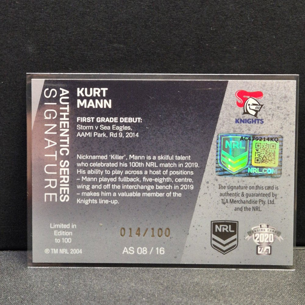 2020 NRL Traders - Authentic Series Signature - AS08 - Kurt Mann