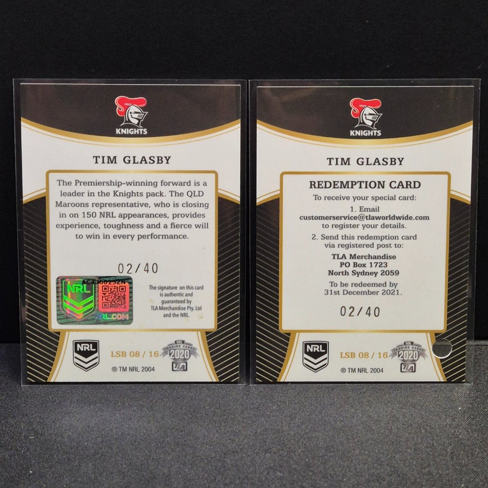 2020 NRL Traders Elite - League Sensations Black Signature - LSB8 - Tim Glasby
