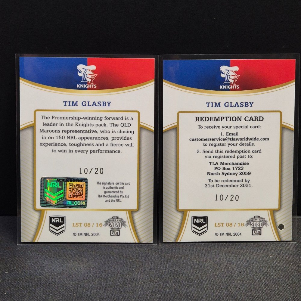 2020 NRL Traders Elite - League Sensations Team Signature - LST8 - Tim Glasby