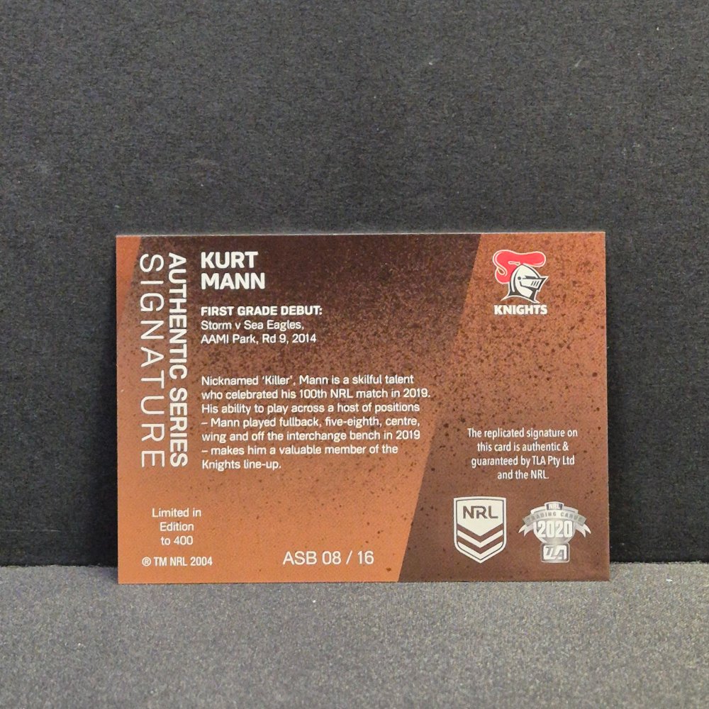 2020 NRL Traders - Authentic Series Signature - ASB08 - Kurt Mann