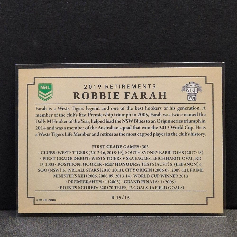 2020 NRL Traders - Retirements - R15 - Robbie Farah
