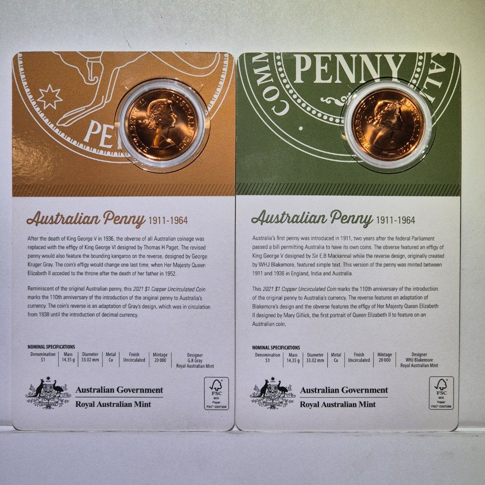 2021 $1 Australian Penny 110th Anniversary Two Coin Uncirculated Set