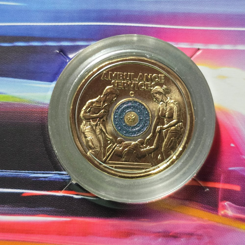 2021 $2 'C' Mintmark Australian Ambulance Services Carded coin, 'WHEN SECONDS COUNT' reverse coin