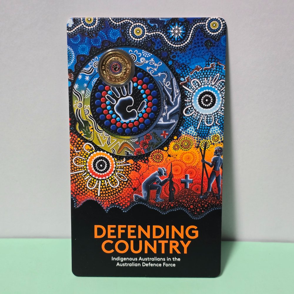 2021 $2 Defending Country Indigenous Australians in the Australian Defence Force Indigenous Military Services 'C' Mintmark carded coin front