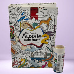 2021 'The Great Aussie coin hunt 2' Folder front cover with a small tube containing coins
