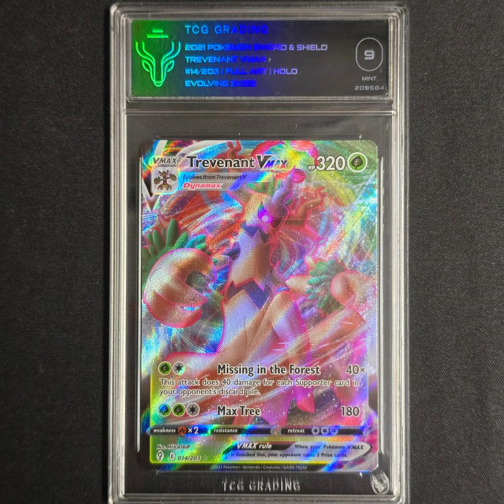 2021 Pokémon Evolving Skies Trevenant VMAX Ultra Rare #014 — TCG Grading Mint 9
