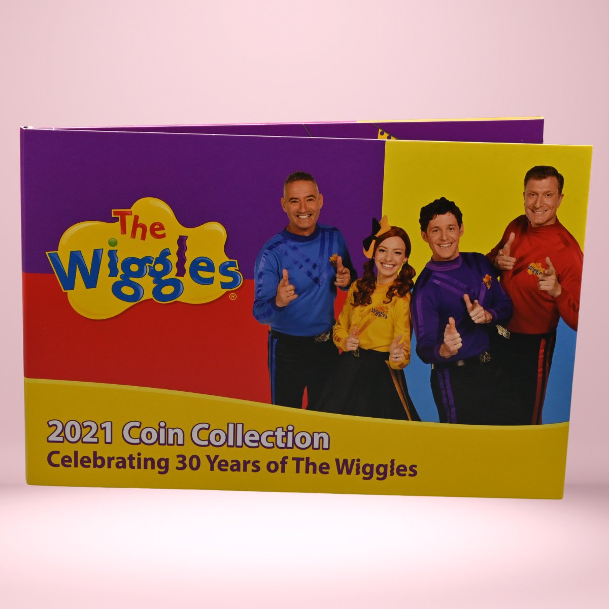 2021 six coin collection folder for The Wiggles with colorful cover and character images.