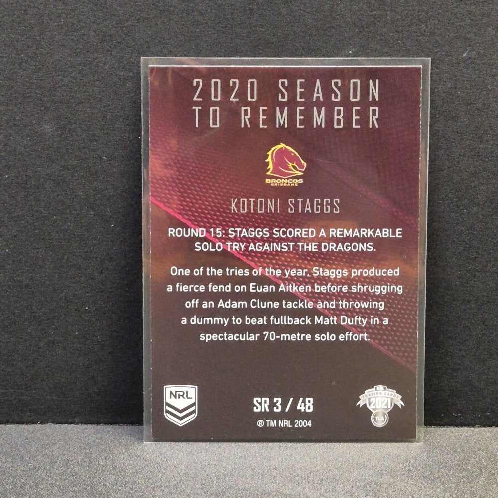 2021 NRL Traders - Season to Remember - SR3 - Kotoni Staggs