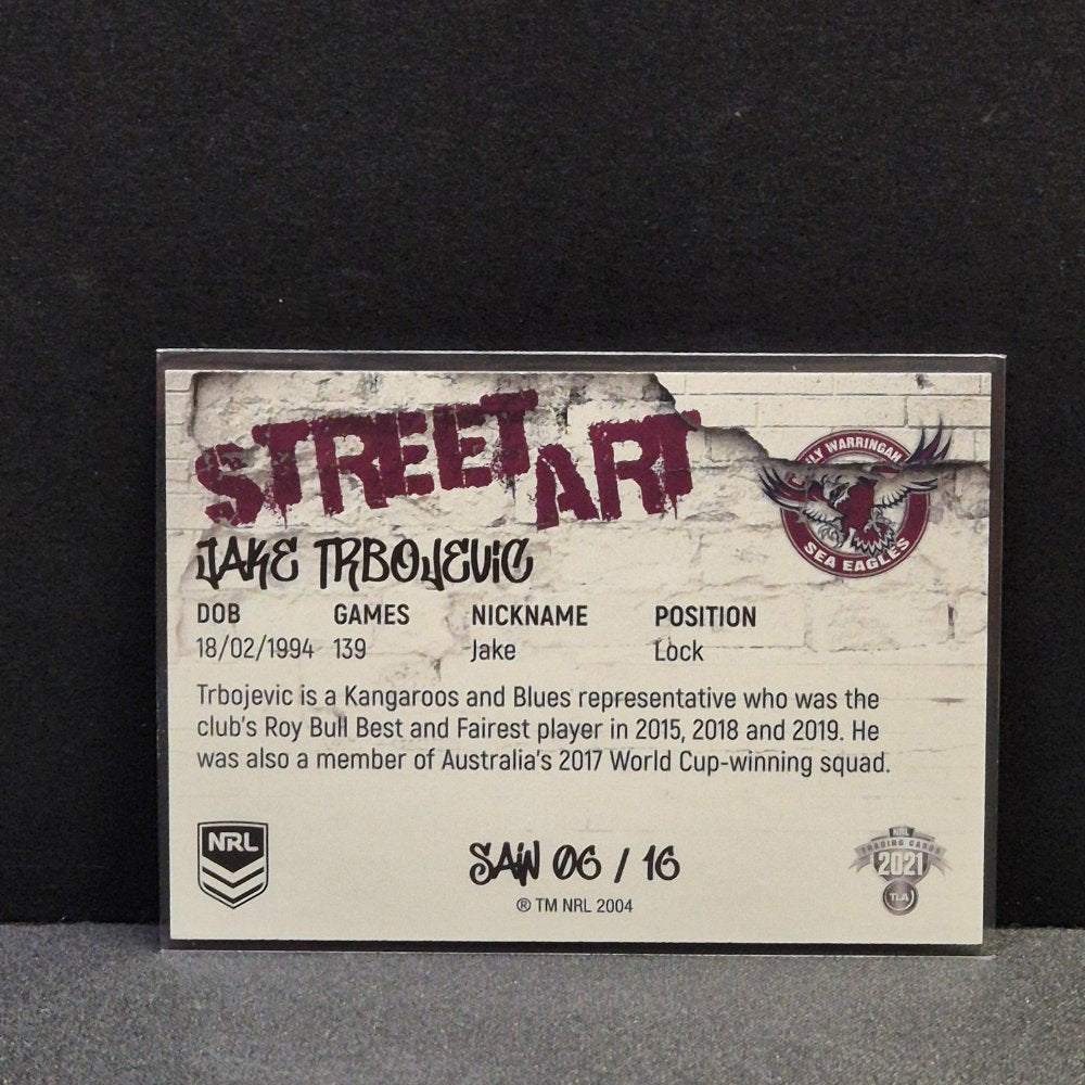 2021 NRL Traders - Street Art White - SAW06 - Jake Trbojevic