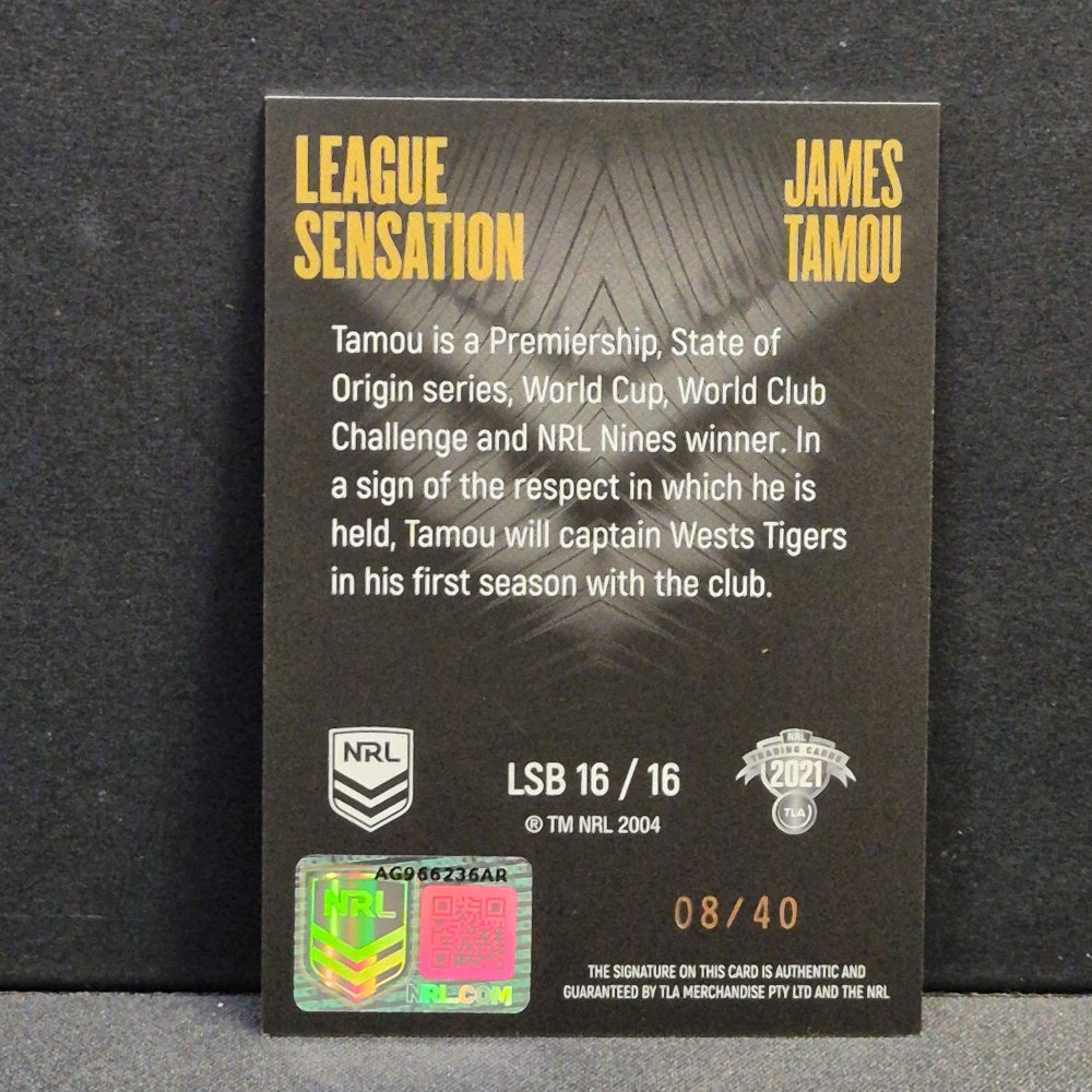 2021 NRL Traders Elite League Sensation Black James Tamou #08/40