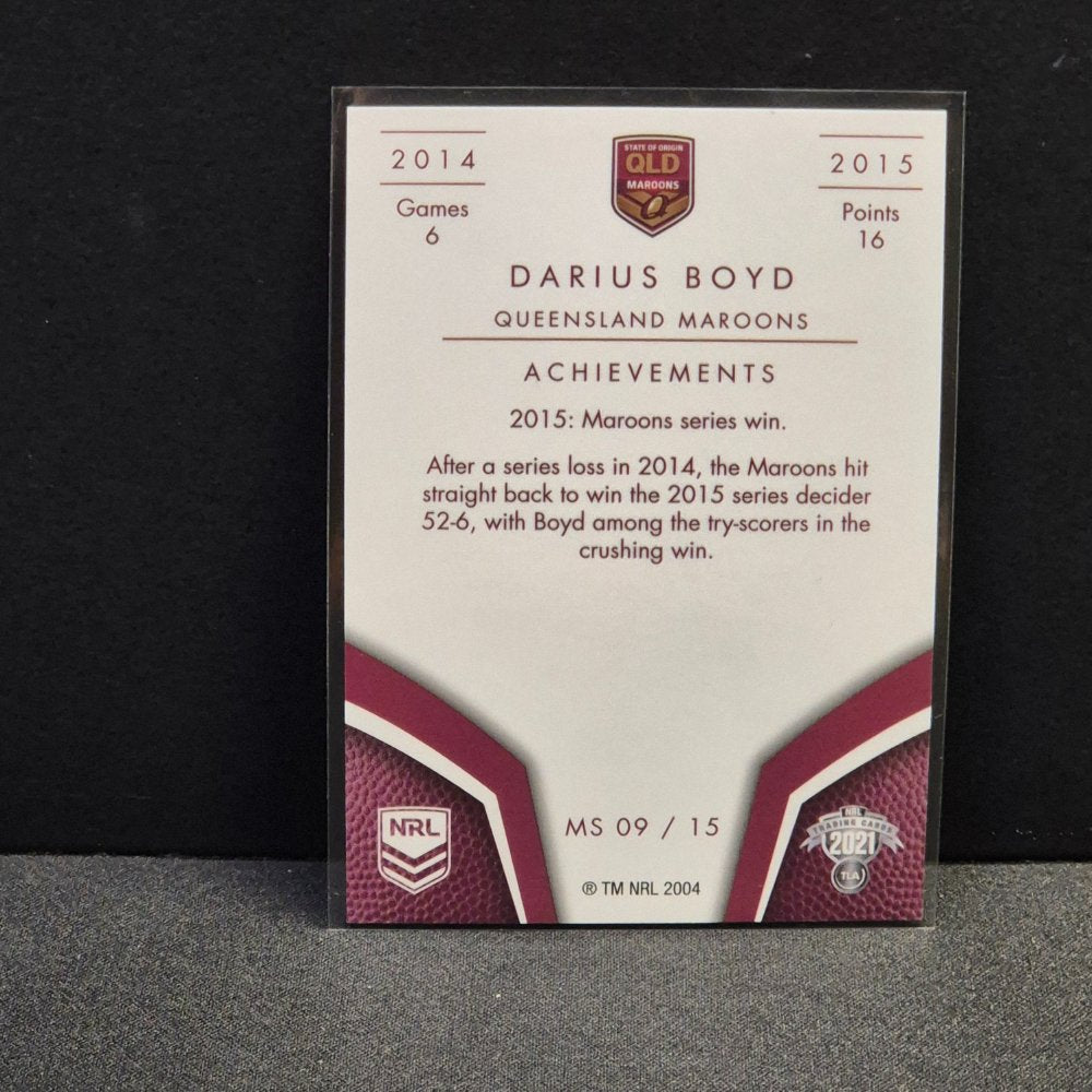 2021 NRL Traders Elite - Master Series - MS09 - Darius Boyd - Queensland Maroons