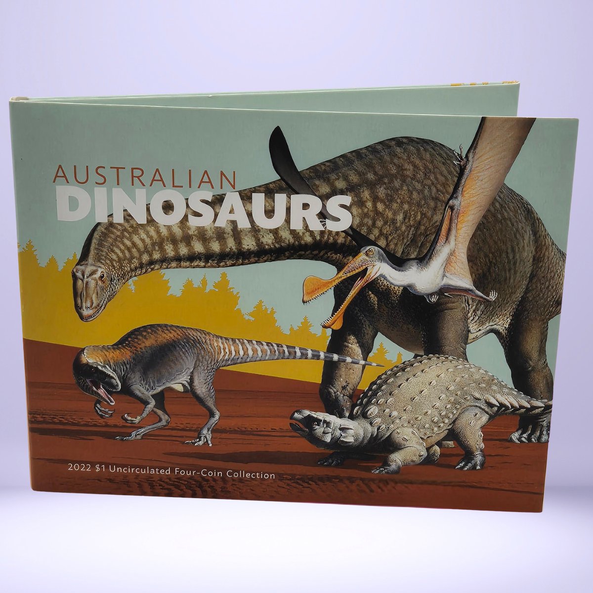 Front cover 2022 $1 Australian Dinosaurs uncirculated four coin collection