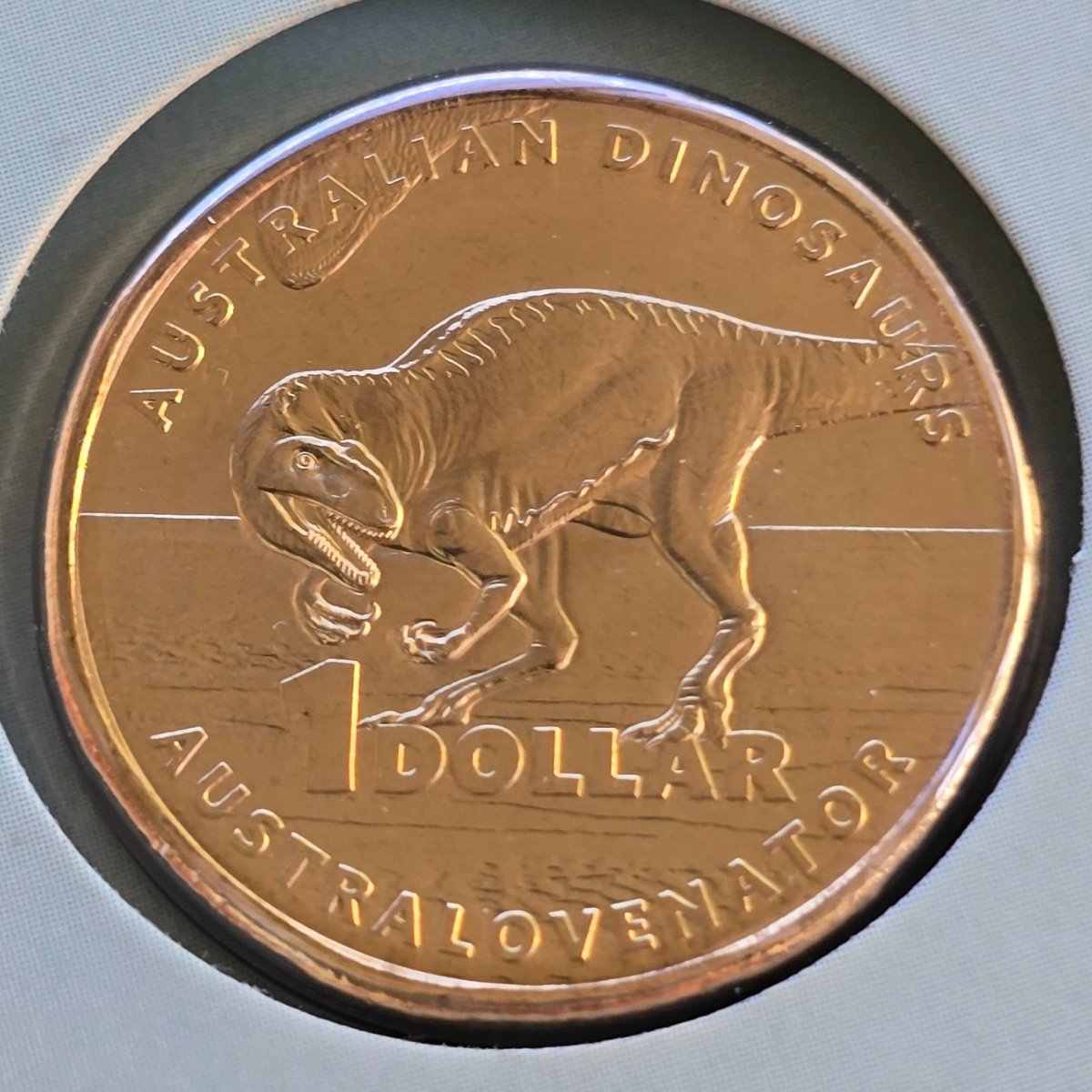 2022 $1 from Australian Dinosaurs uncirculated four coin collection - reverse - Australovenator