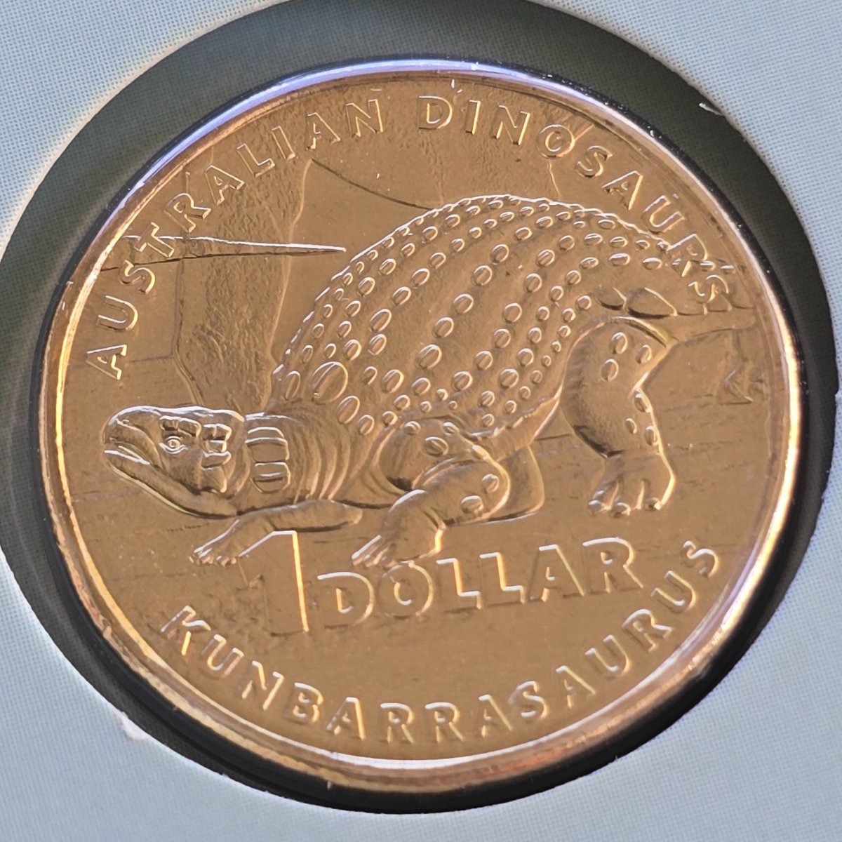 2022 $1 from Australian Dinosaurs uncirculated four coin collection - reverse - Kunbarrasaurus