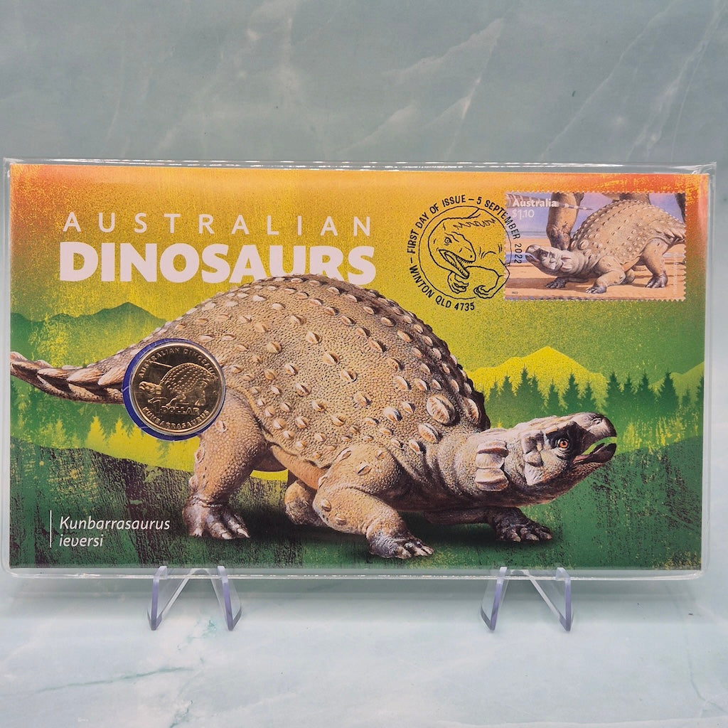2022 $1 Australian Dinosaurs PNC featuring Kunbarrasaurus ieversi
