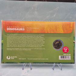 Back of 2022 $1 Australian Dinosaurs PNC featuring Kunbarrasaurus ieversi