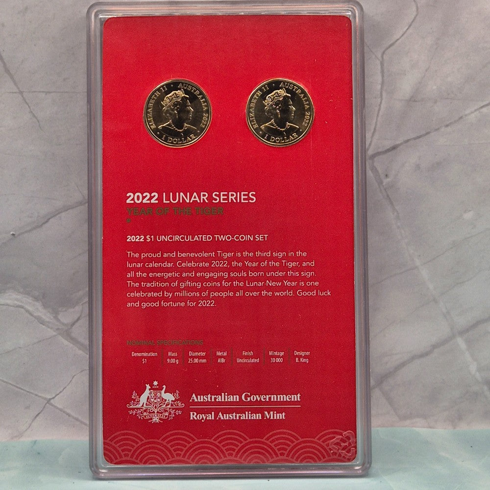 2022 $1 Lunar Series Year of the Tiger two coin set inner back