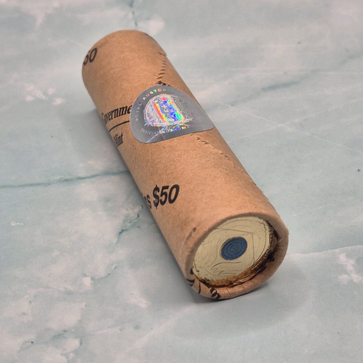 2022 $2 Royal Australian Mint Roll of 75th Anniversary of Peacekeeping coloured uncirculated coins reverse shown