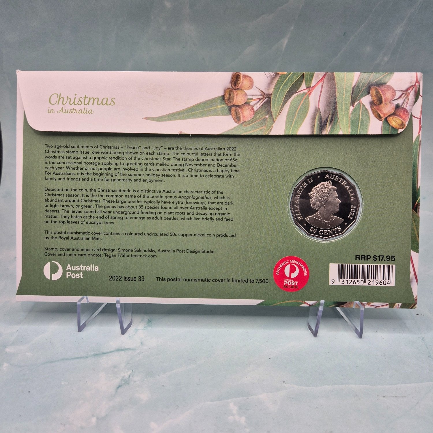 2022 50c Christmas in Australia PNC with native flora - obverse of coin