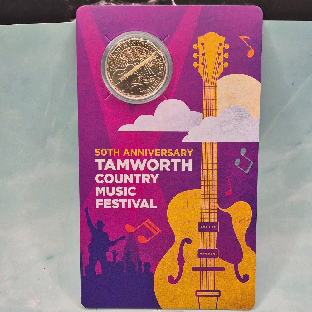 2022 50th Anniversary of Tamworth Country Music Festival carded gold plated coin