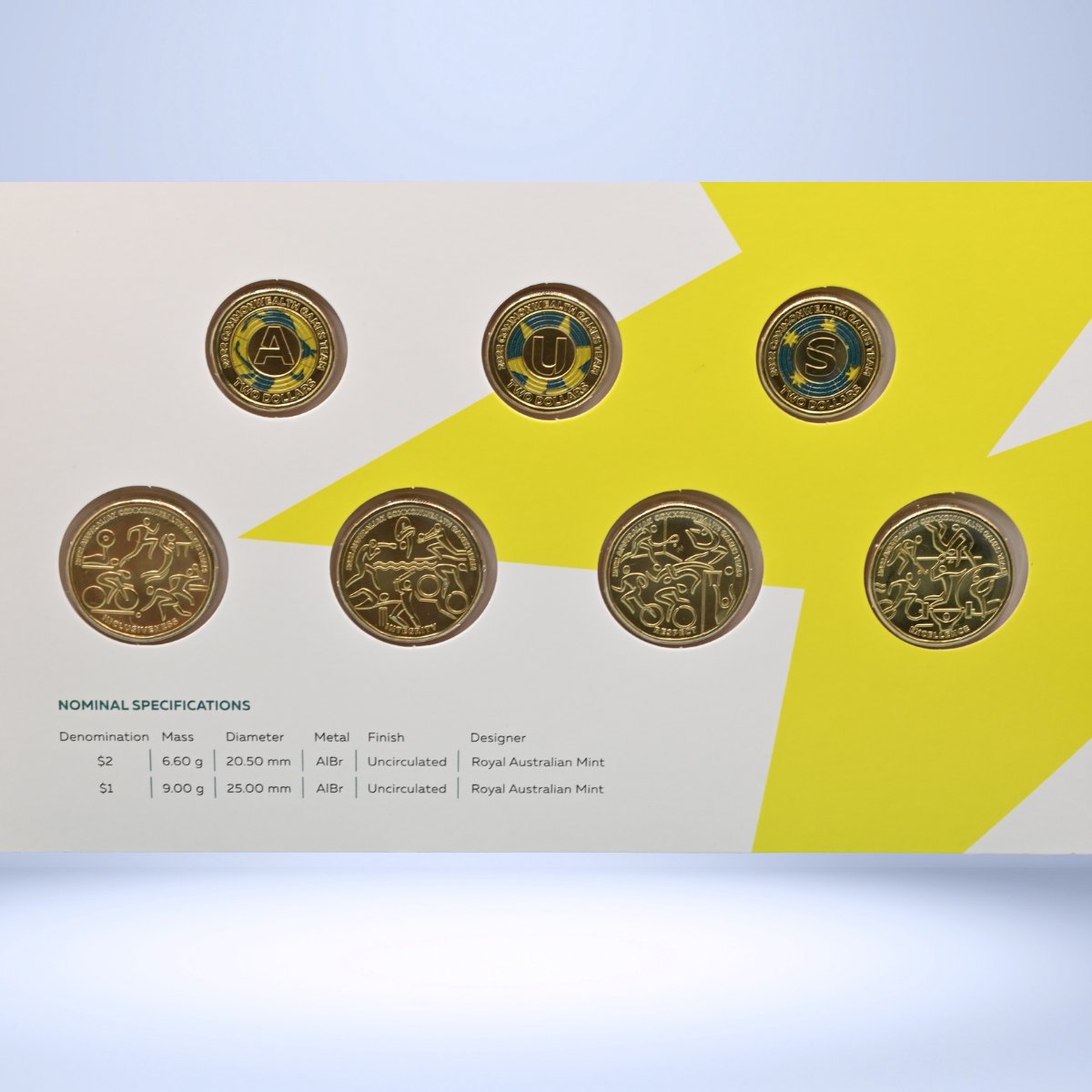 2022 Commonwealth Games Birmingham - Four $1 Coins - Three coloured $2 coins - reverse side