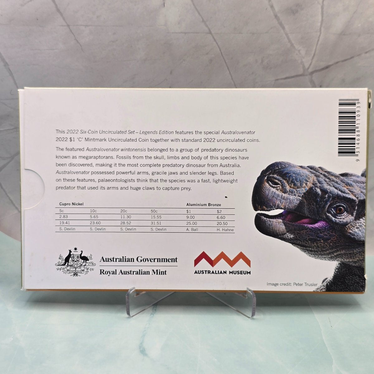 2022 Royal Australian Mint Legends Edition Ballot Six Coin Uncirculated Set with 2022 $1 'C' Mintmark Australovenator coin