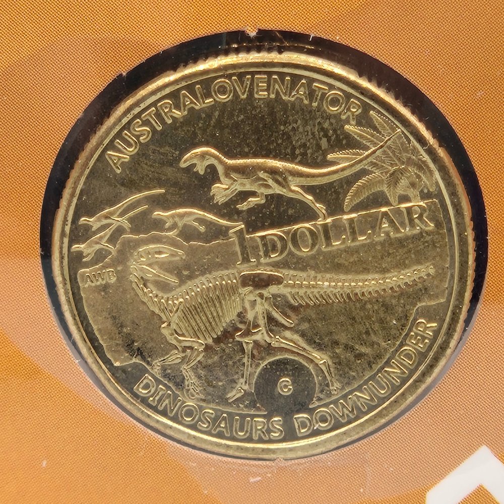 2022 $1 Dinosaurs Downunder Canberra mintmark Carded Coin