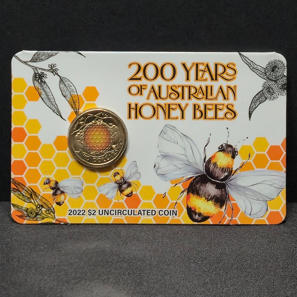 2022 $2 200 Years of Australian Honey Bees Third Party Card with uncirculated coin