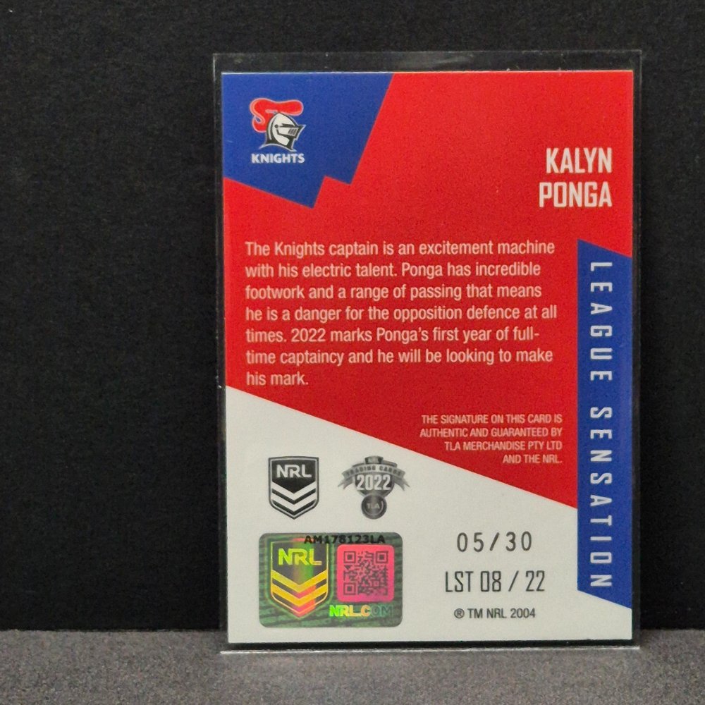2022 NRL Traders Elite - League Sensation Team - Signature - LST08 - Kalyn Ponga #5/30