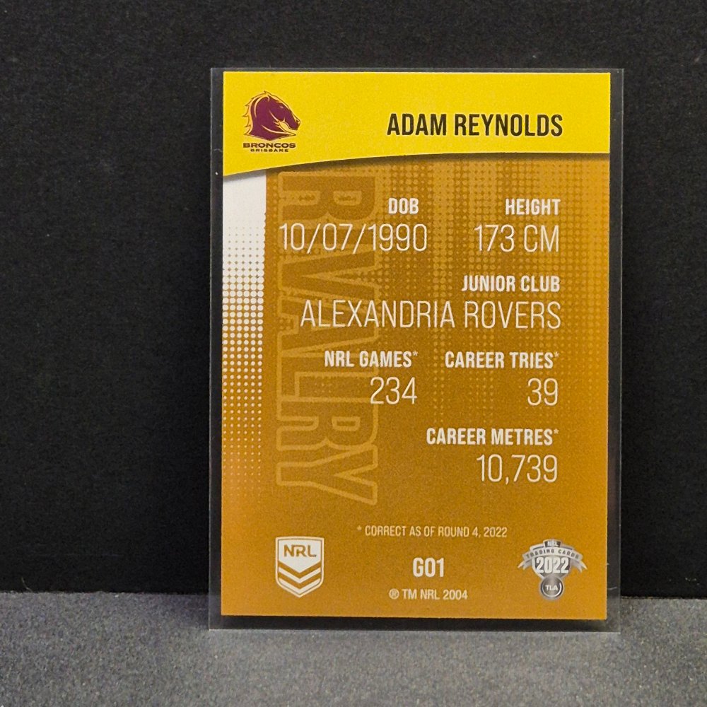 2022 NRL Rivalry - Special Edition Gold - G01 - Adam Reynolds