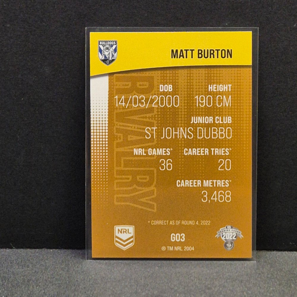 2022 NRL Rivalry - Special Edition Gold - G03 - Matt Burton