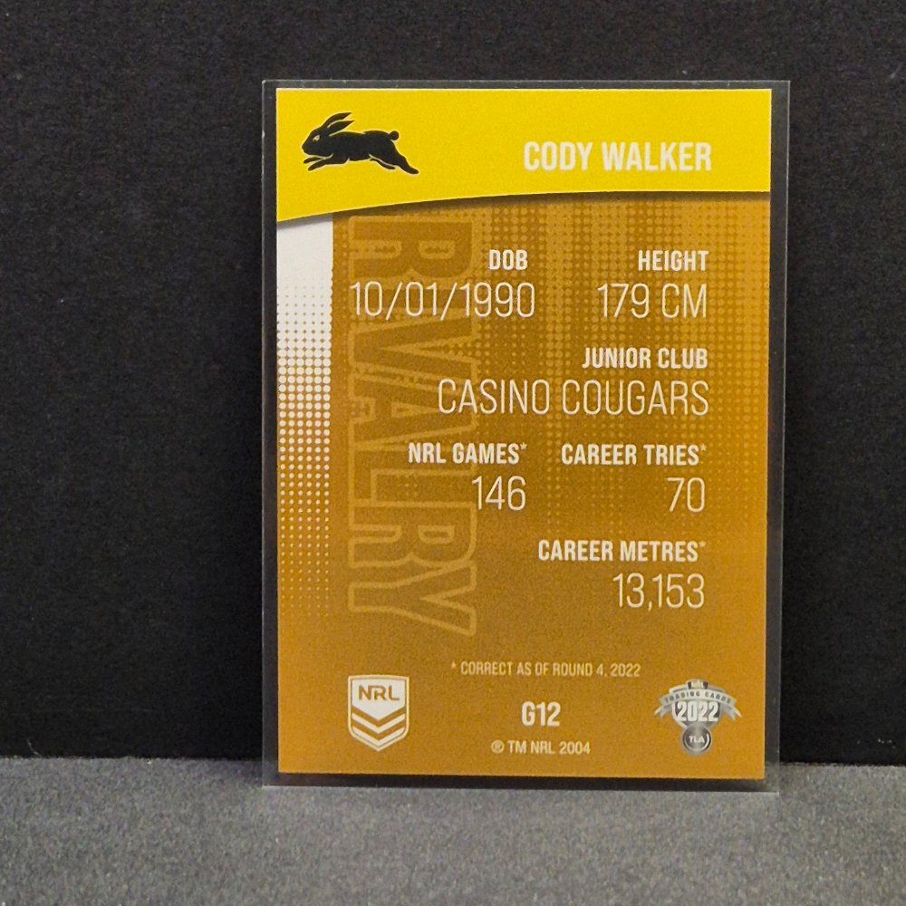 2022 NRL Rivalry - Special Edition Gold - G12 - Cody Walker