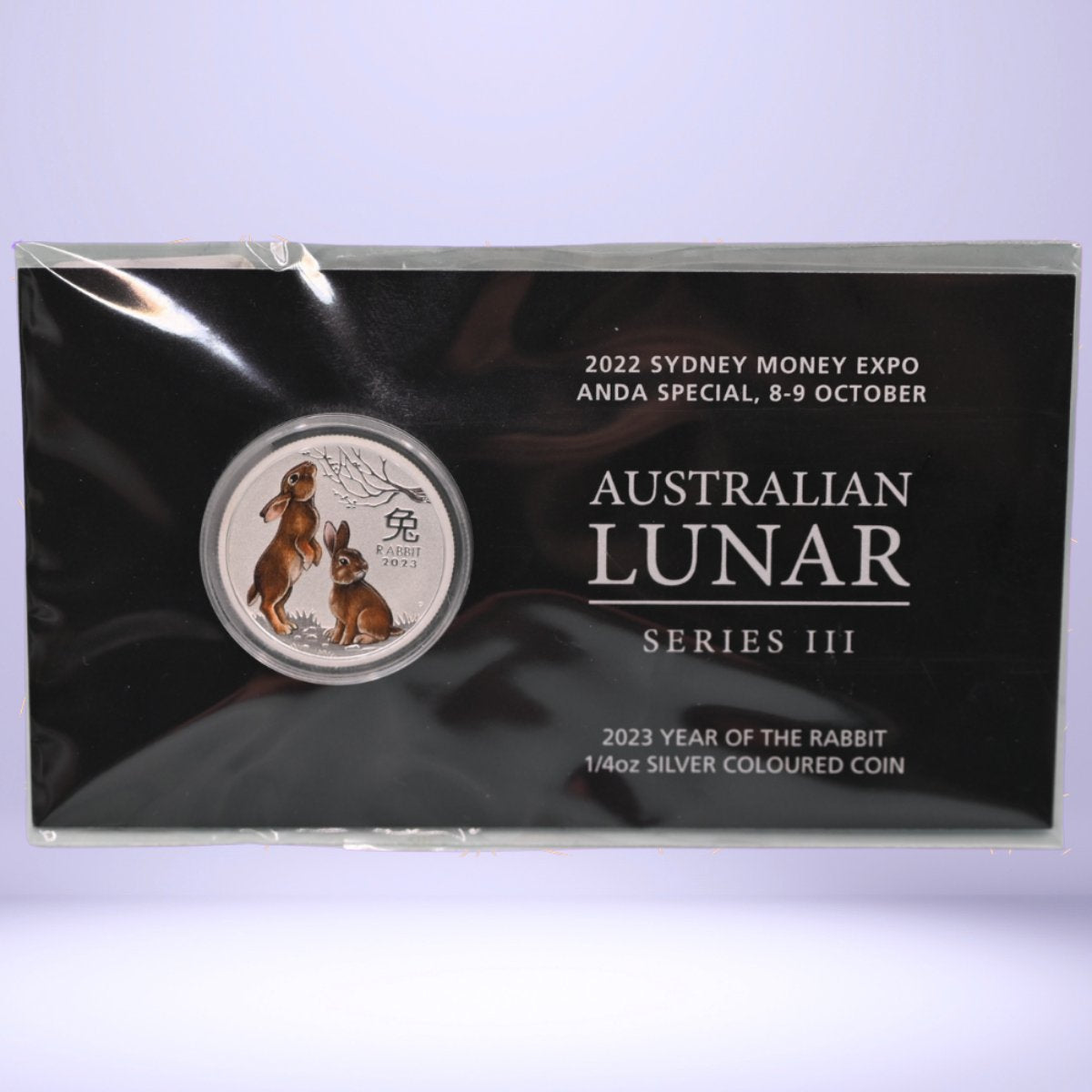Australian 2023 Lunar Series III coin packaging with coloured rabbit 2022 Sydney ANDA Special
