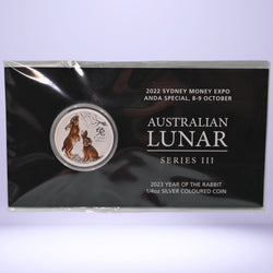 Australian 2023 Lunar Series III coin packaging with coloured rabbit 2022 Sydney ANDA Special
